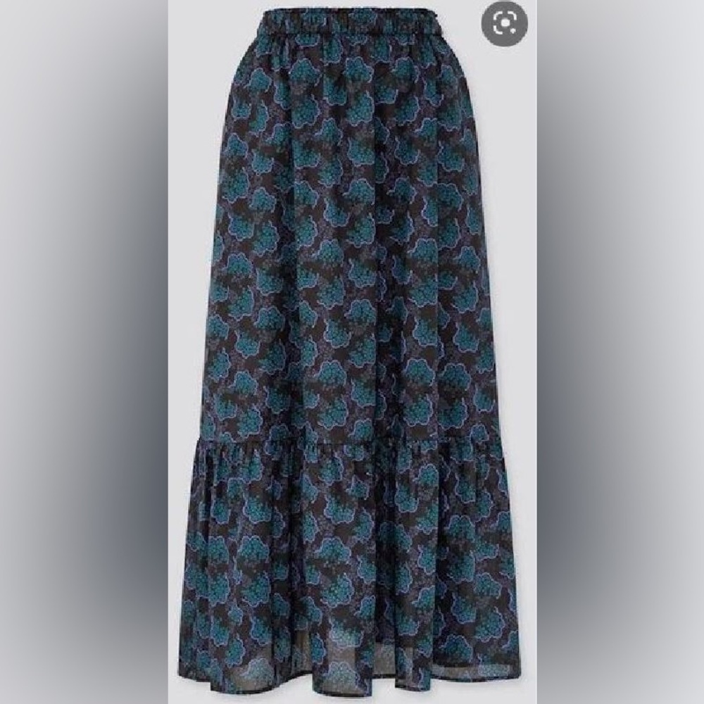 Anna Sui for Uniqlo Midi/Maxi Skirt navy purple floral